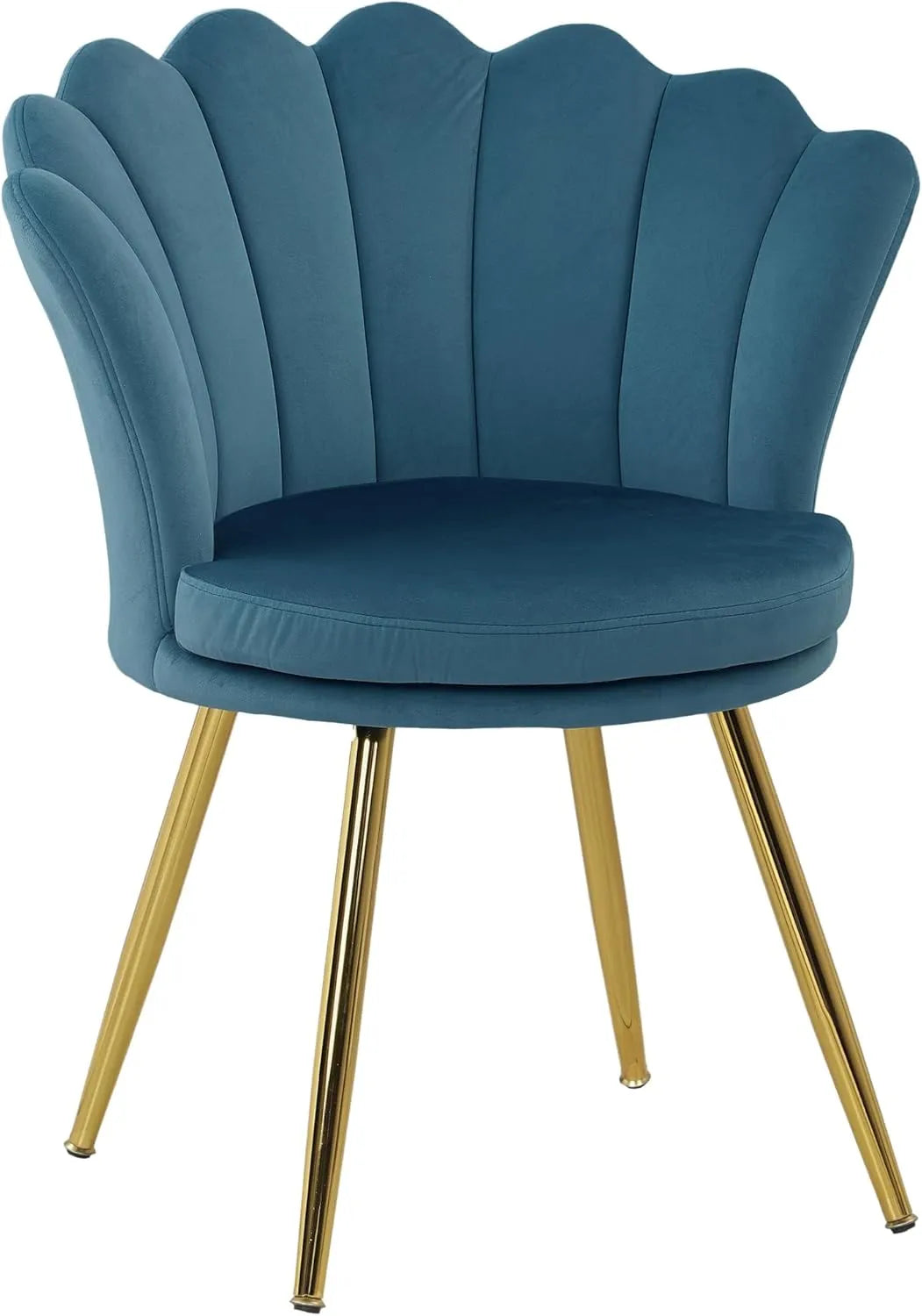 Chaise Coquillage en Velours Bleu avec Pieds Dorés pour Salon et Chambre