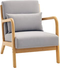 Fauteuil Lounge HOMCOM en Velours Gris avec Cadre en Bois Massif et Accoudoirs