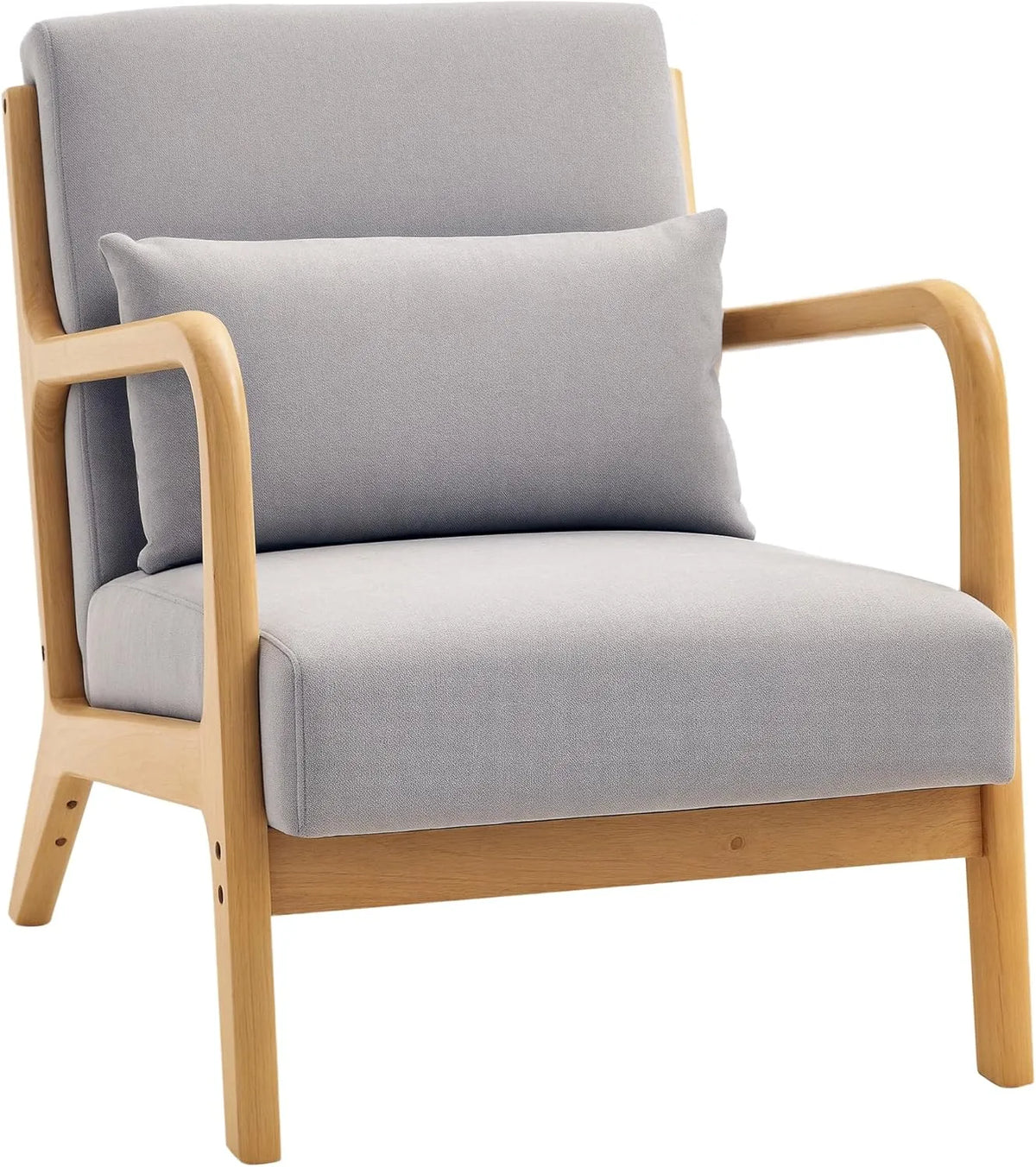 Fauteuil Lounge HOMCOM en Velours Gris avec Cadre en Bois Massif et Accoudoirs