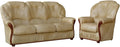 Ensemble Salon en Cuir de Buffle Beige - Canapé 3 Places et Fauteuil Daphne