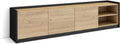 Meuble TV Moderne en Chêne et Noir | 207x50x37 cm | Rangement Spacieux pour Télévisions jusqu'à 80 pouces