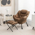 Fauteuil Relax en PE avec Repose-Pied et Poche, Marron