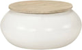Table basse en bois de manguier blanc 51 x 51 x 27 cm