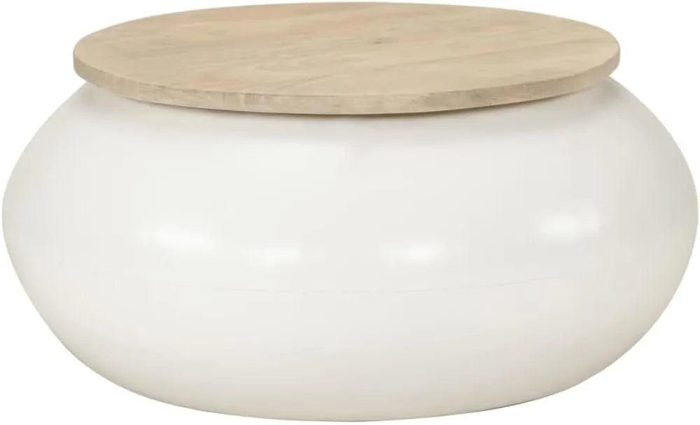 Table basse en bois de manguier blanc 51 x 51 x 27 cm