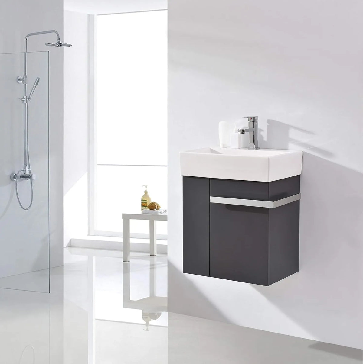 Armoire de salle de bain compacte mat anthracite 50 cm