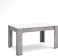 Table à Manger Moderne 140x90x76 cm pour 6 Personnes, Blanc et Ciment