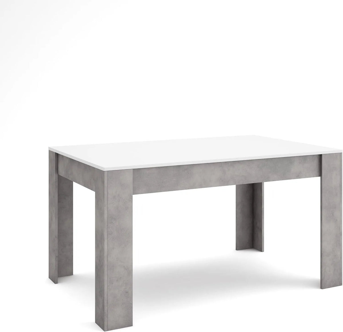 Table à Manger Moderne 140x90x76 cm pour 6 Personnes, Blanc et Ciment