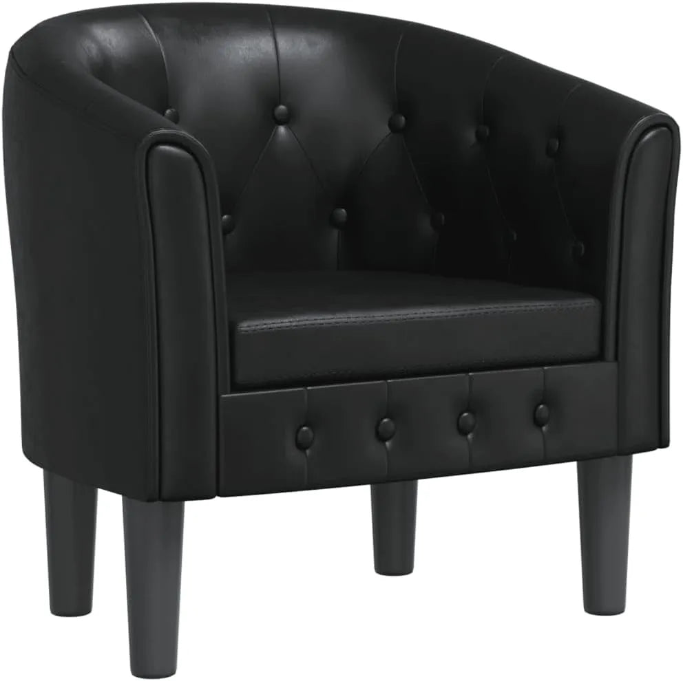 Fauteuil Cabriolet Moderne en Similicuir Noir pour Salon