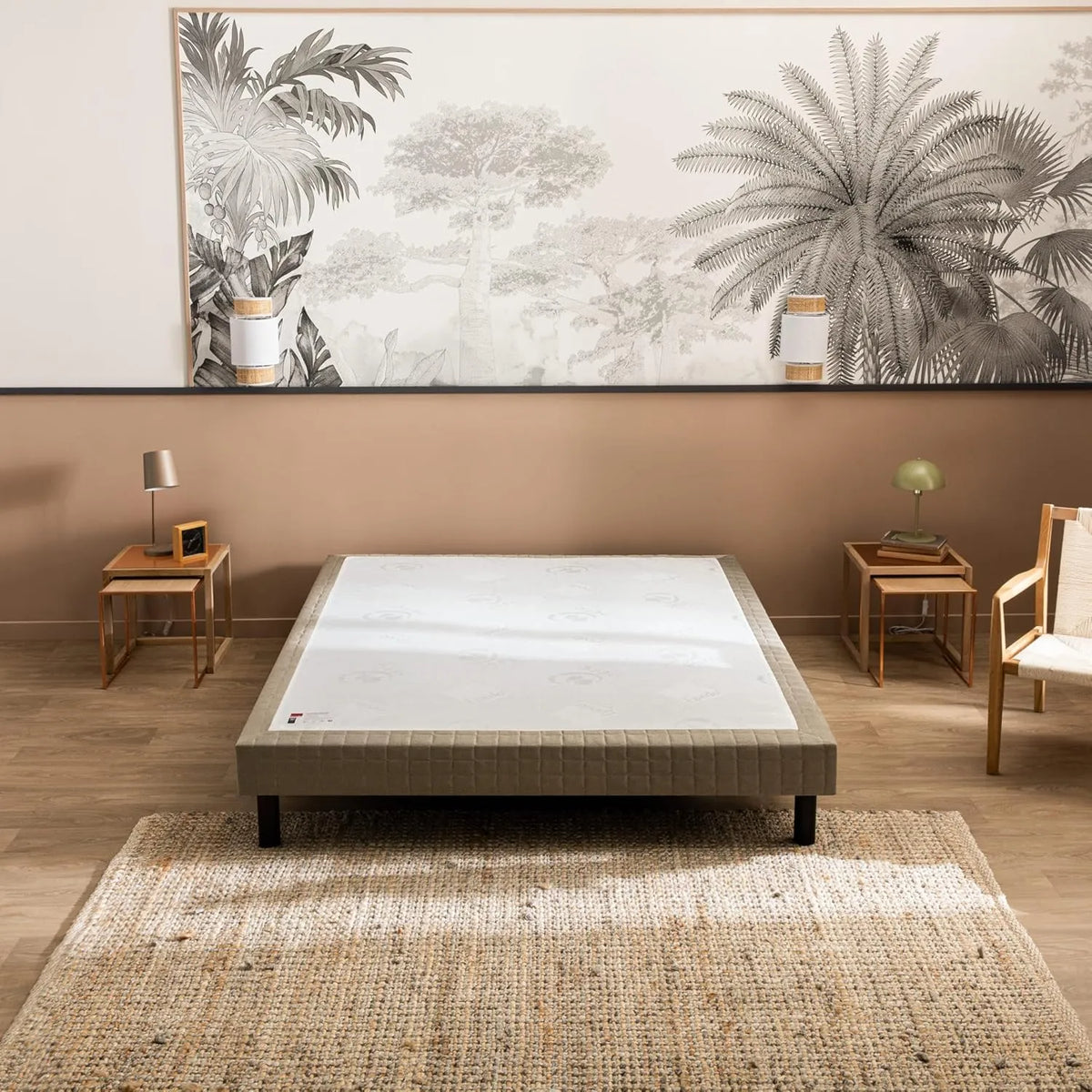 Lit Sommier Confort Ferme Epeda 130x190 cm en Bois d'Épicéa - Gris Foncé Taupe