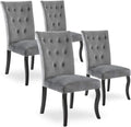 Ensemble de 4 chaises en velours gris Chaza avec capitonnage
