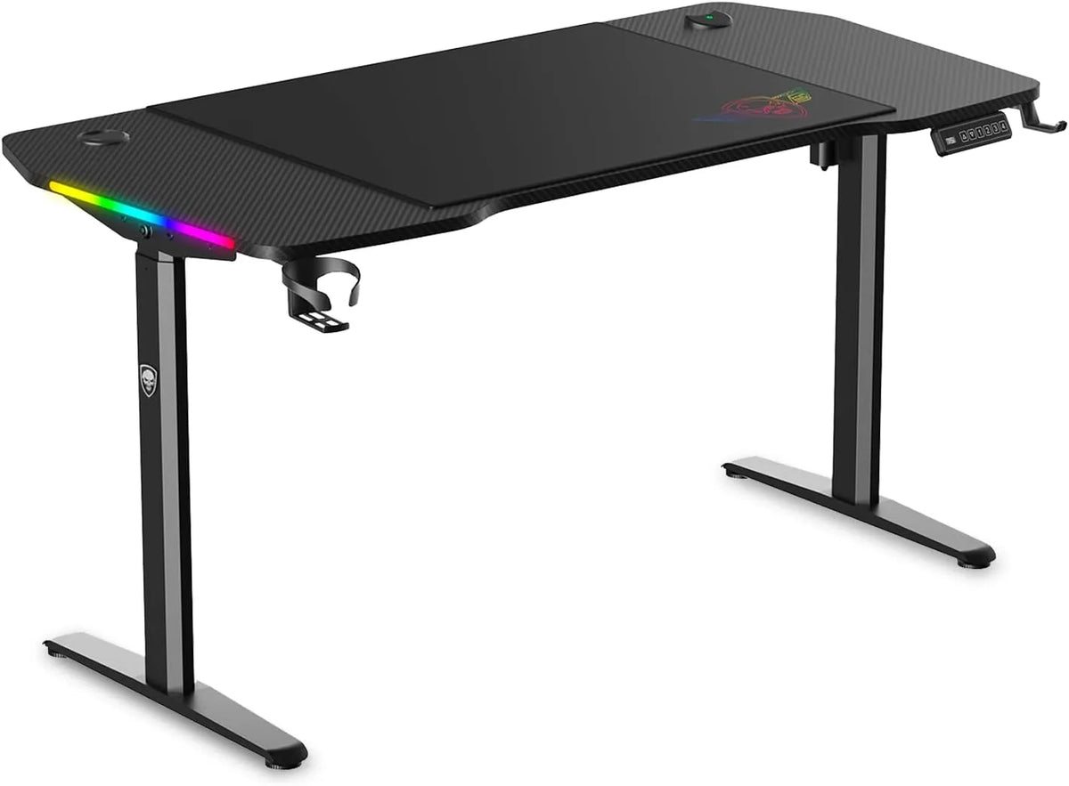 Bureau Gaming Électrique Spirit Of Gamer - Plateau Bois 140x70 cm, Hauteur Réglable, Panneau Mémoire, Tapis Inclus