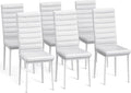 Bealife Ensemble de 6 Chaises Rembourrées Ergonomiques en Similicuir, Idéales pour Salle à Manger, Cuisine et Bureau, Blanc