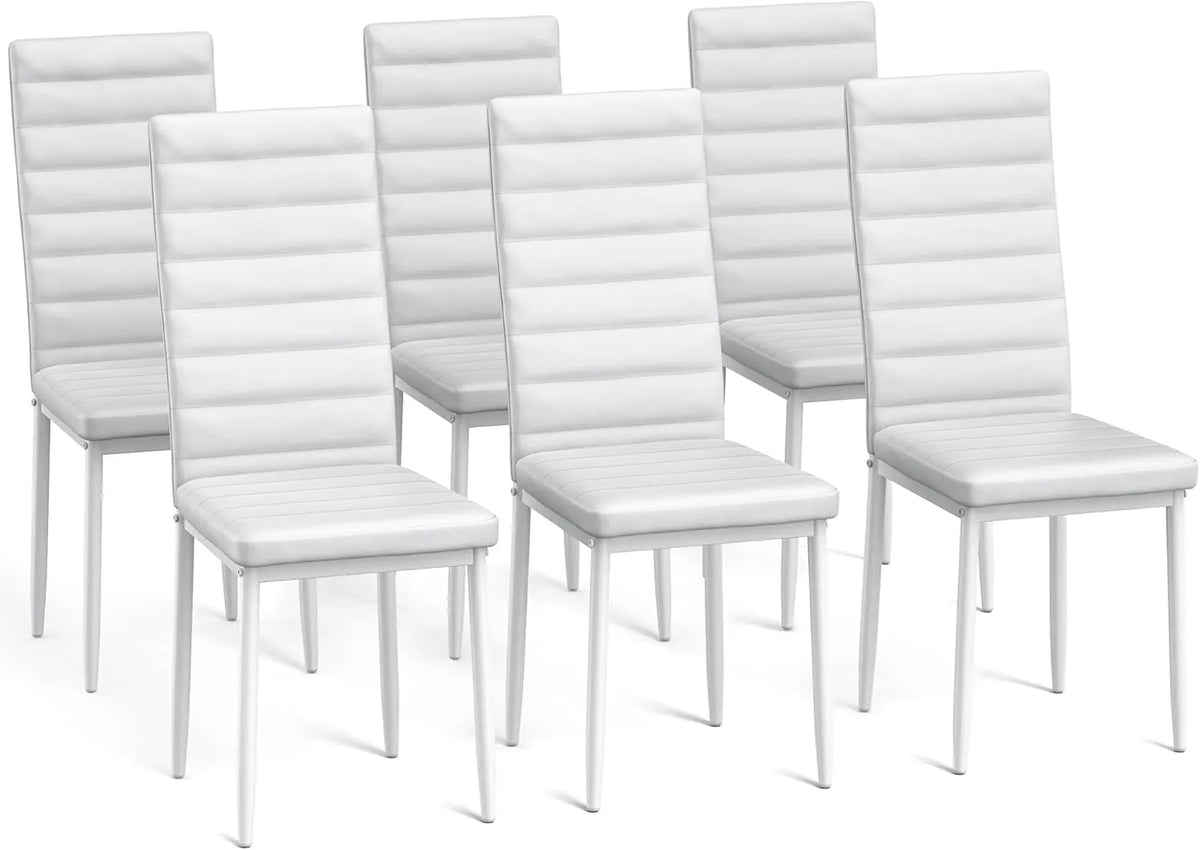 Bealife Ensemble de 6 Chaises Rembourrées Ergonomiques en Similicuir, Idéales pour Salle à Manger, Cuisine et Bureau, Blanc