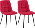 Ensemble de 2 chaises de salle à manger Tilde I en velours rouge avec structure métallique