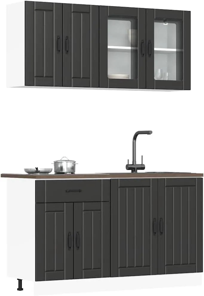Ensemble de Cuisine 4 Pièces en Bois Noir Kalmar