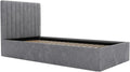 Lit Coffre 90x190 cm avec Tête de Lit en Tissu Gris Sarah