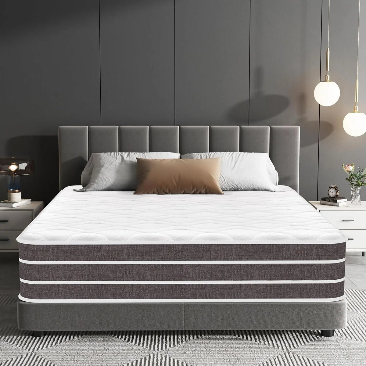 Matelas Hybride 140x190 cm, Mémoire de Forme et Ressorts, Confort Moyennement Ferme, Ultra Respirant, Certifié Oeko-TEX, Support 9 Zones, Antibactérien