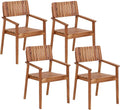 Ensemble de 4 Chaises de Jardin en Bois d'Acacia Clair