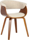 Chaise de Salle à Manger Bruce en Tissu Crème avec Cadre en Noyer, Design Élégant, Charge Maximale 150 kg