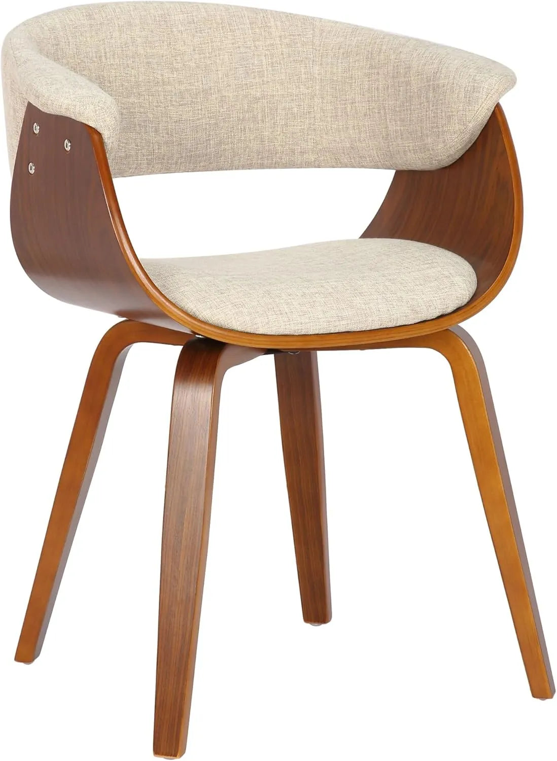Chaise de Salle à Manger Bruce en Tissu Crème avec Cadre en Noyer, Design Élégant, Charge Maximale 150 kg