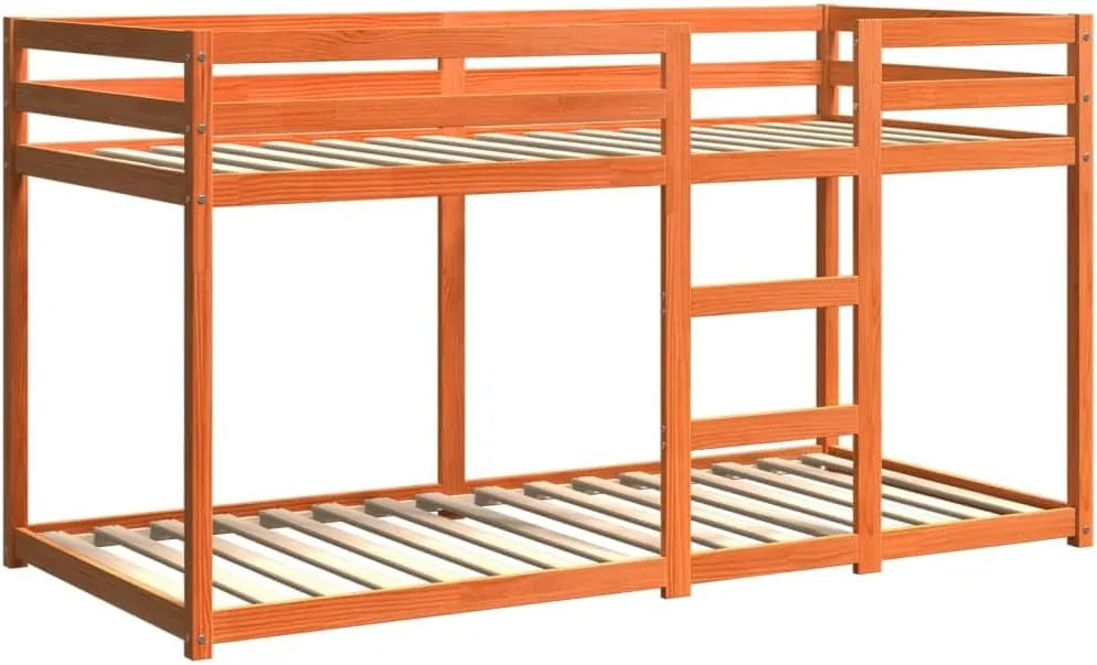 Lit Superposé Enfant en Bois de Pin Massif Marron 90x200 cm