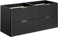 Meuble vasque suspendu Zevara 120 cm noir strié
