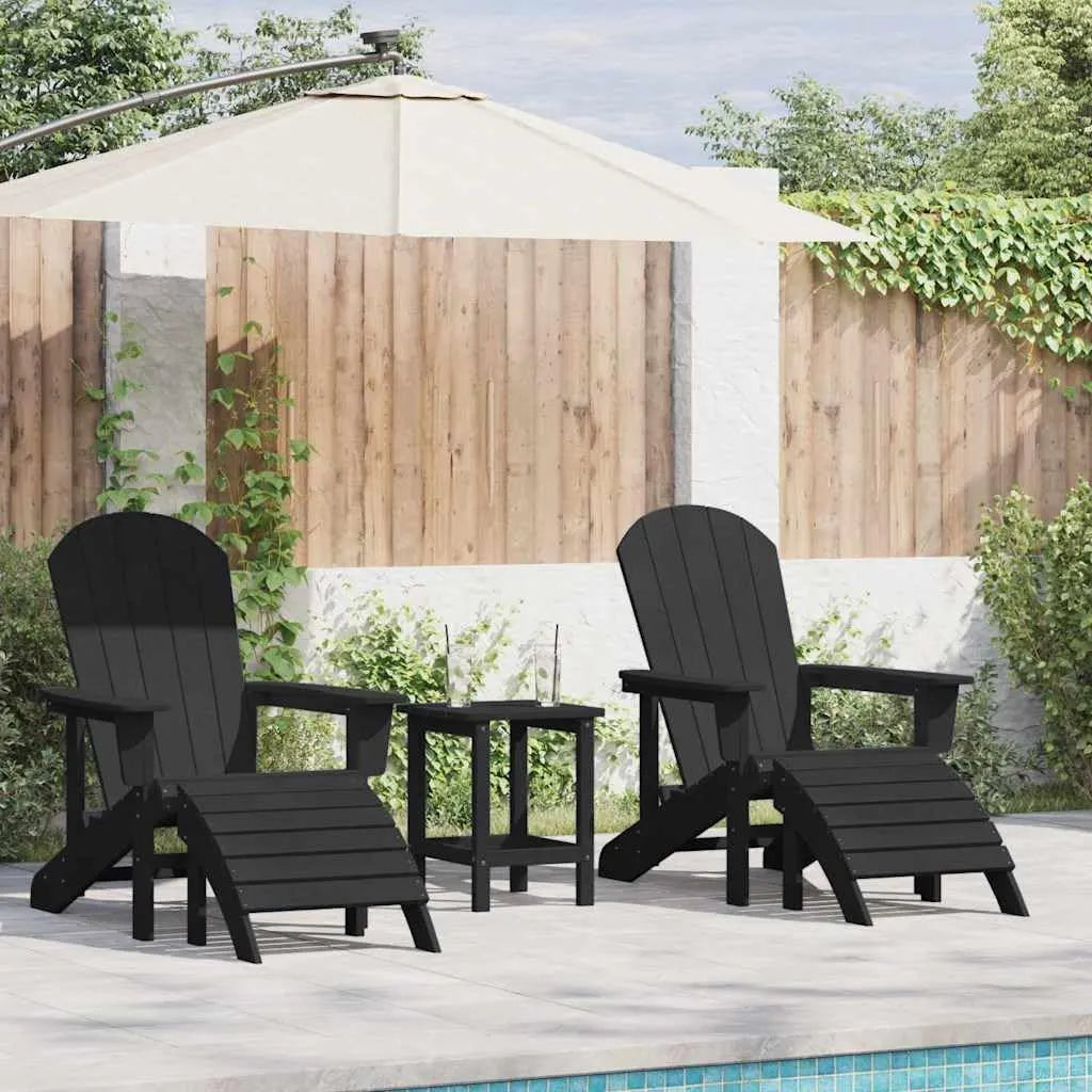 Ensemble de Meubles de Jardin 3 Pièces - Résistant aux Intempéries - Noir - Idéal pour Terrasse et Balcon