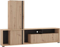 Ensemble TV Design avec Rangement, 3 Portes et Niches - Bois Clair et Noir