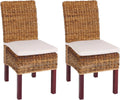 Lot de 2 chaises en banane tressée avec coussins - Pieds marrons