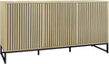 Buffet Moderne 3 Portes Bois Rainuré avec Pieds Métalliques, 160cm
