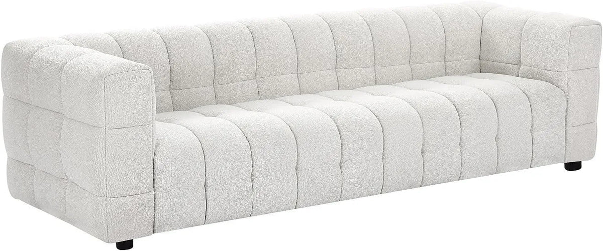 Canapé d'Angle 4 Places en Tissu Bouclé Ivoire - Confort et Élégance