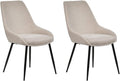Ensemble de 2 Chaises Confort Beige en Tissu avec Pieds Métalliques Noirs - Design Moderne
