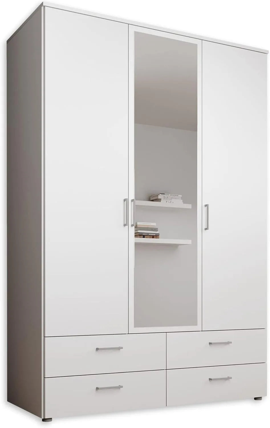 Armoire Blanche 3 Portes avec Miroir pour Chambre - Stella Trading