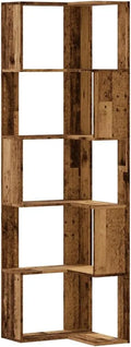 Étagère d'Angle à 5 Niveaux en Bois Reconstitué Ancien