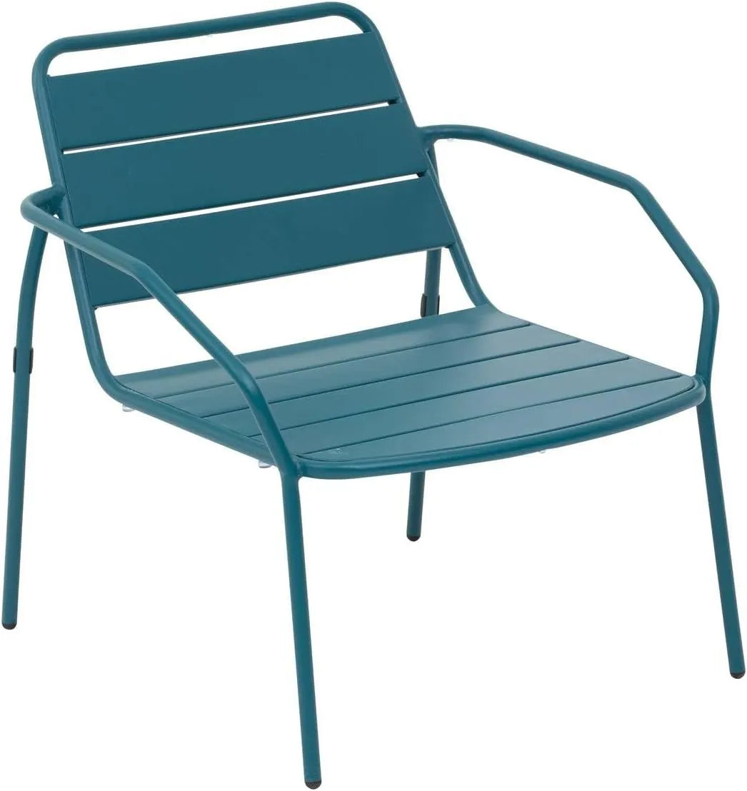 Chaise Extérieure Phuket en Acier Bleu Canard avec Revêtement Époxy