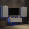 Ensemble de 3 meubles TV suspendus avec éclairage LED blanc pour salon