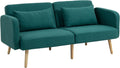 Canapé Convertible 3 Places en Tissu Vert avec Dossier Inclinable et Accoudoirs Réglables