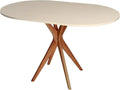 Table à Manger Ovale en Bois Massif 100x75 cm pour 4 Personnes - Design Moderne Beige