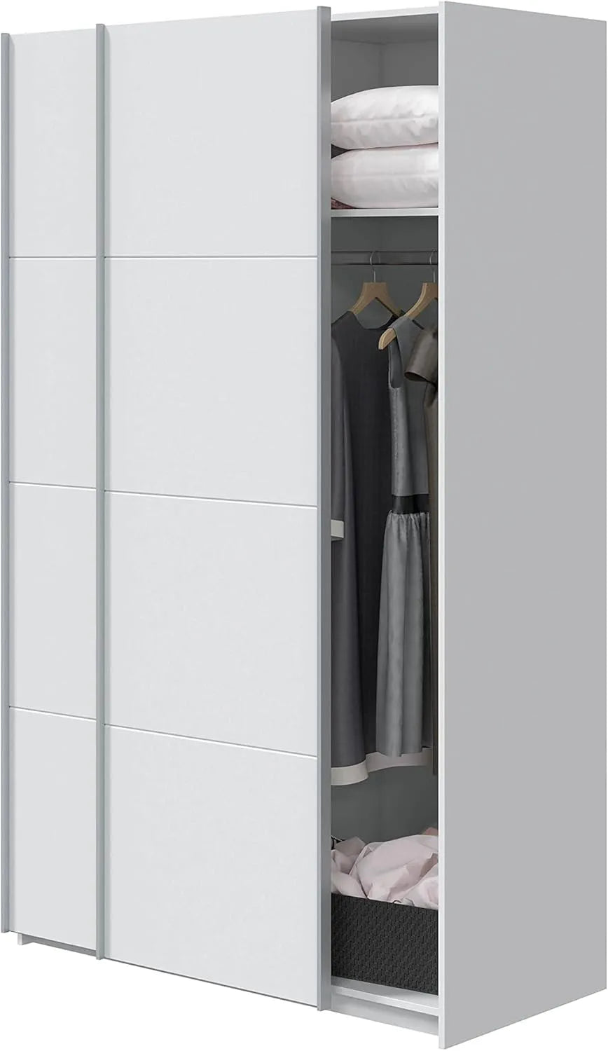 LOUNGITUDE Armoire avec Portes Coulissantes 120x200 cm Blanc