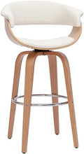 Tabouret de Bar Design Pivotant Blanc et Bois Clair - Miliboo OKTAV, 67 cm