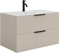 Meuble de Salle de Bain Suspendu Beige 80 cm avec Vasque et Robinet DALIKO