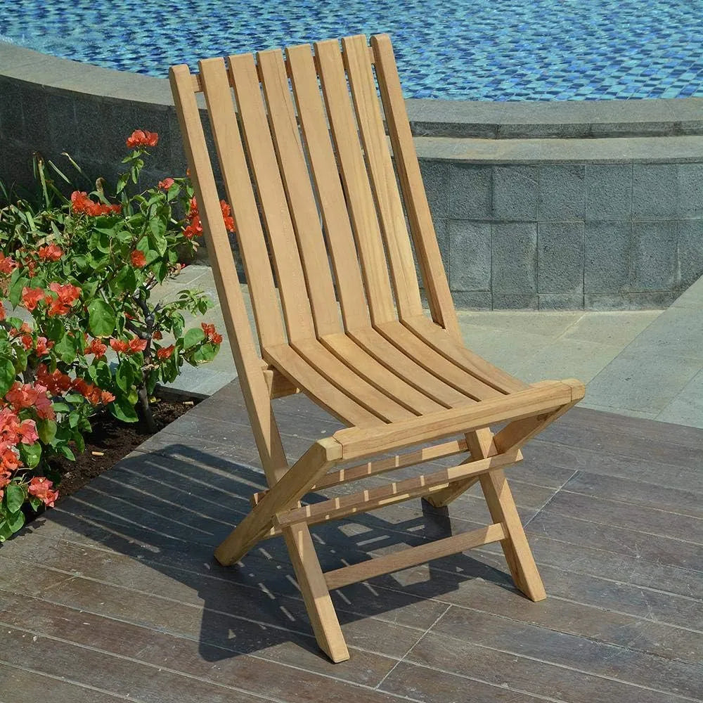Chaises de Jardin Pliantes en Teck Massif - Lot de 2