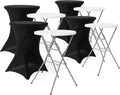 Ensemble de 4 tables pliantes en acier avec housse pour événements, 81 x 81 x 110 cm, noir