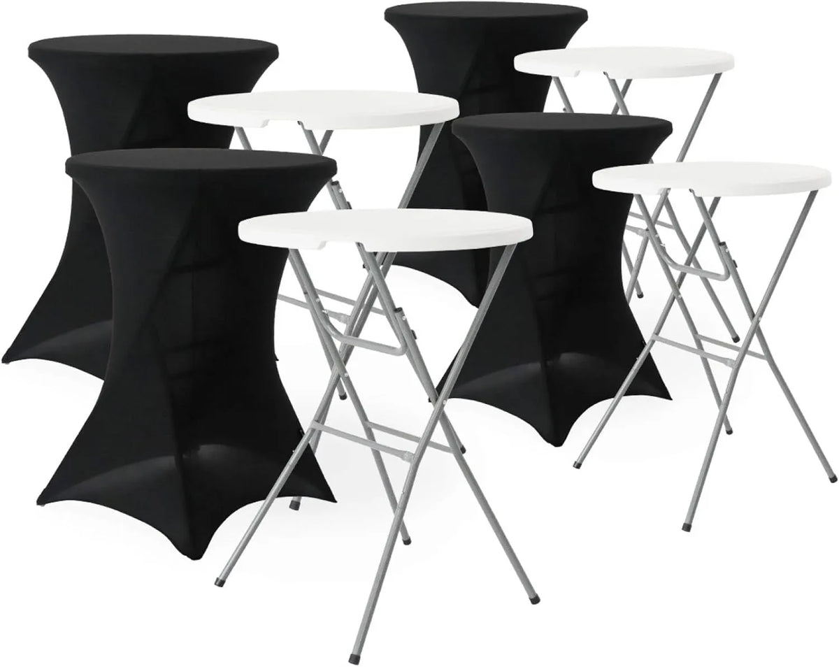 Ensemble de 4 tables pliantes en acier avec housse pour événements, 81 x 81 x 110 cm, noir