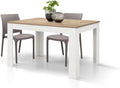 Table Extensible Adriana en Chêne avec Base Blanche, de 120 à 170 cm - Design PAZZO