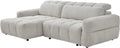 Canapé d'angle gauche relax en tissu beige avec repose-pieds électrique - CARIALA