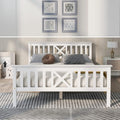 Lit Double en Bois de Pin Massif avec Sommier et Tête de Lit, 140x200 cm, Blanc, Pour Enfants et Adolescents
