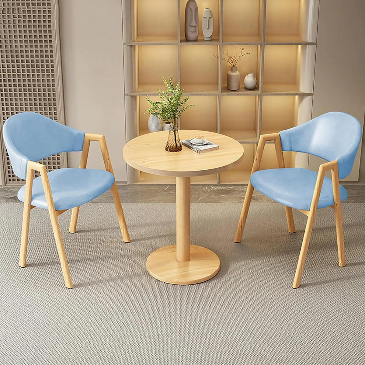 Set de salle à manger 3 pièces en PU pour 2 personnes - Table ronde et chaises rembourrées, design compact et élégant de 60 cm, idéal pour maison et bureau