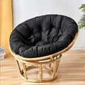 Fauteuil Papasan en Rotin pour Intérieur et Extérieur avec Coussin Noir - Diamètre 110 cm, Hauteur 90 cm