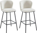 Ensemble de 2 Tabourets de Bar en Tissu Bouclette et Métal Blanc - SENORASE
